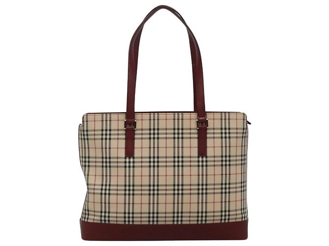 Burberry Nova Check Tote Bag aus Canvas Beige Gold Auth KD099 Golden - Ansicht 2