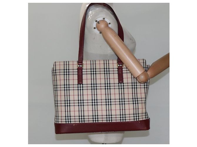 Burberry Nova Check Tote Bag aus Canvas Beige Gold Auth KD099 Golden - Ansicht 23