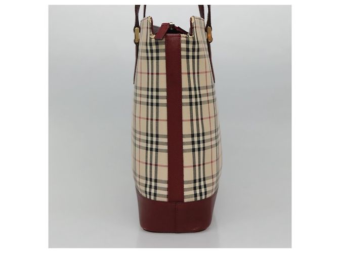 Burberry Nova Check Tote Bag aus Canvas Beige Gold Auth KD099 Golden - Ansicht 3