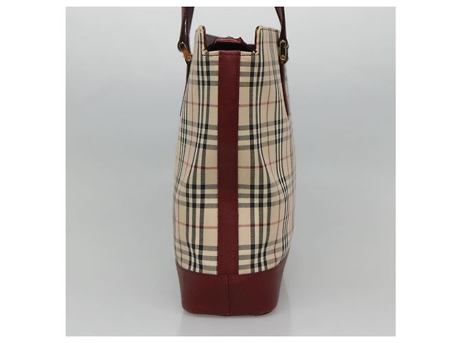 Burberry Nova Check Tote Bag aus Canvas Beige Gold Auth KD099 Golden - Ansicht 4