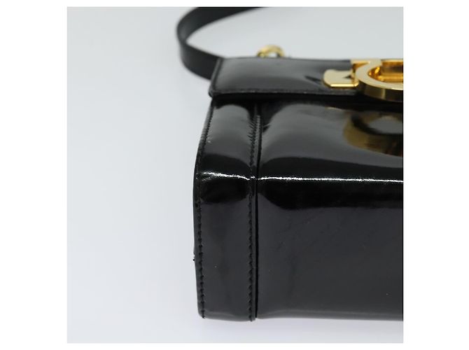 Borsa a Spalla Gancini Salvatore Ferragamo Smalto Nero Oro Auth KD105 D'oro - vista 10