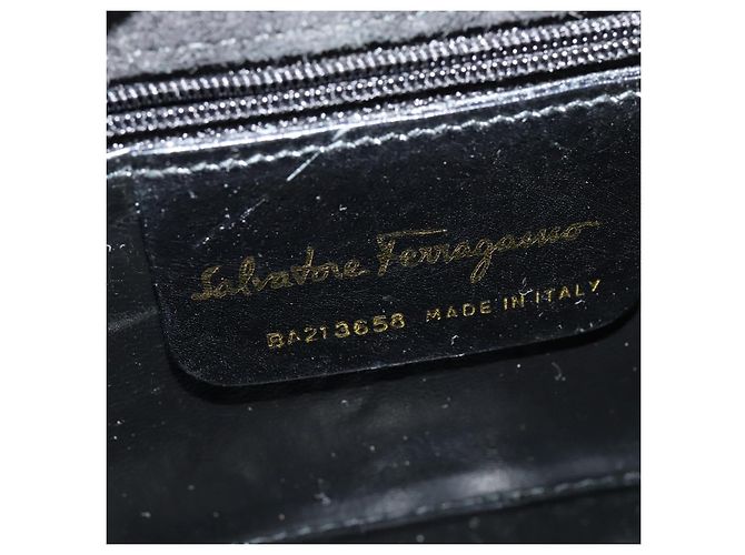 Borsa a Spalla Gancini Salvatore Ferragamo Smalto Nero Oro Auth KD105 D'oro - vista 16