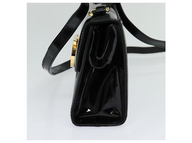 Borsa a Spalla Gancini Salvatore Ferragamo Smalto Nero Oro Auth KD105 D'oro - vista 5