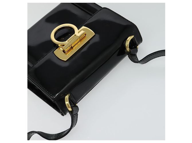 Borsa a Spalla Gancini Salvatore Ferragamo Smalto Nero Oro Auth KD105 D'oro - vista 6