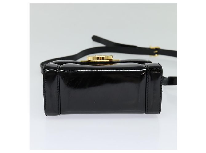 Borsa a Spalla Gancini Salvatore Ferragamo Smalto Nero Oro Auth KD105 D'oro - vista 9