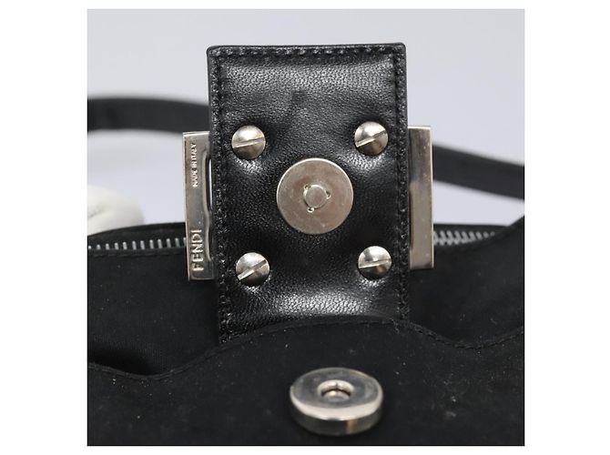 FENDI Mamma Baguette Bolsa de Hombro Nylon Negro Plata Auth ep7496 - vista 10