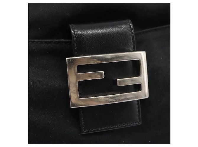 FENDI Mamma Baguette Bolsa de Hombro Nylon Negro Plata Auth ep7496 - vista 19
