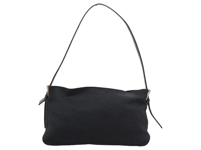 FENDI Mamma Baguette Bolsa de Hombro Nylon Negro Plata Auth ep7496 - vista 2