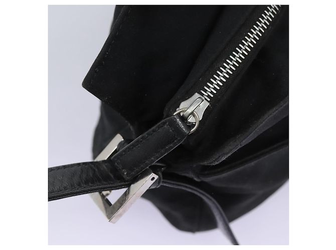 FENDI Mamma Baguette Bolsa de Hombro Nylon Negro Plata Auth ep7496 - vista 21