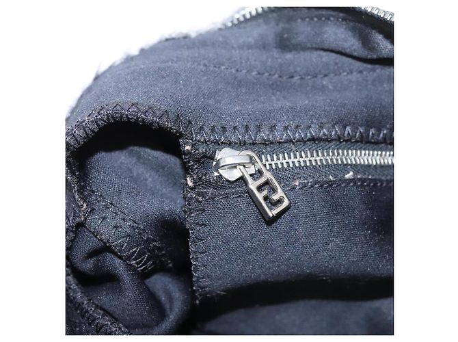 FENDI Mamma Baguette Bolsa de Hombro Nylon Negro Plata Auth ep7496 - vista 25
