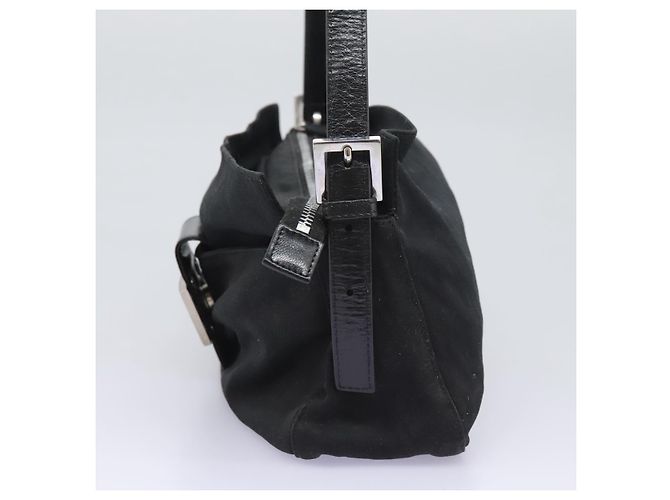 FENDI Mamma Baguette Bolsa de Hombro Nylon Negro Plata Auth ep7496 - vista 3