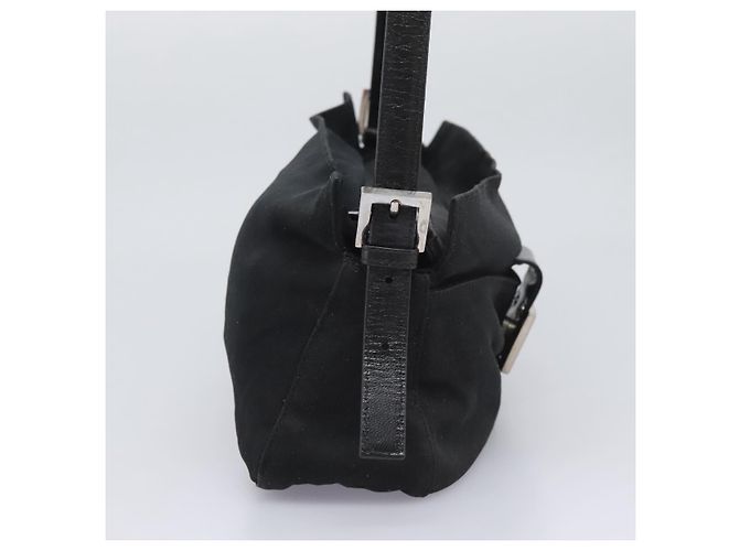 FENDI Mamma Baguette Bolsa de Hombro Nylon Negro Plata Auth ep7496 - vista 4