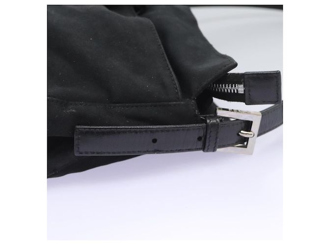 FENDI Mamma Baguette Bolsa de Hombro Nylon Negro Plata Auth ep7496 - vista 9