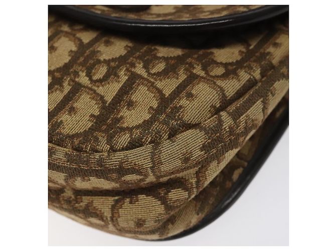 Borsa a spalla in tela Trotter Christian Dior marrone oro Auth BD172 D'oro - vista 10