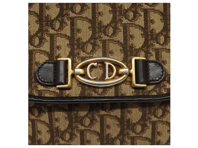 Borsa a spalla in tela Trotter Christian Dior marrone oro Auth BD172 D'oro - vista 14