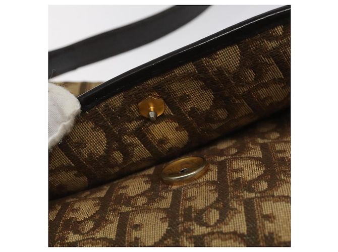 Borsa a spalla in tela Trotter Christian Dior marrone oro Auth BD172 D'oro - vista 15