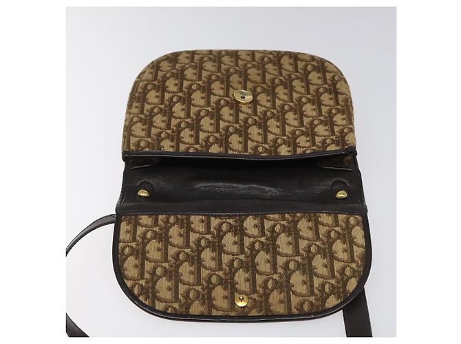 Borsa a spalla in tela Trotter Christian Dior marrone oro Auth BD172 D'oro - vista 16