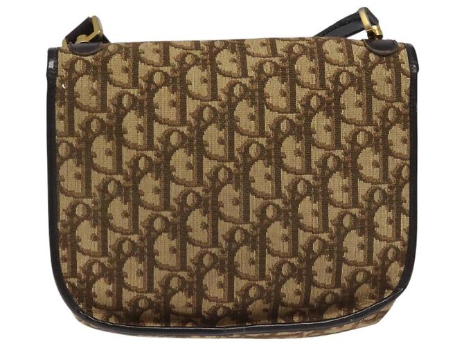 Borsa a spalla in tela Trotter Christian Dior marrone oro Auth BD172 D'oro - vista 3
