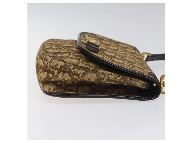 Borsa a spalla in tela Trotter Christian Dior marrone oro Auth BD172 D'oro - vista 4
