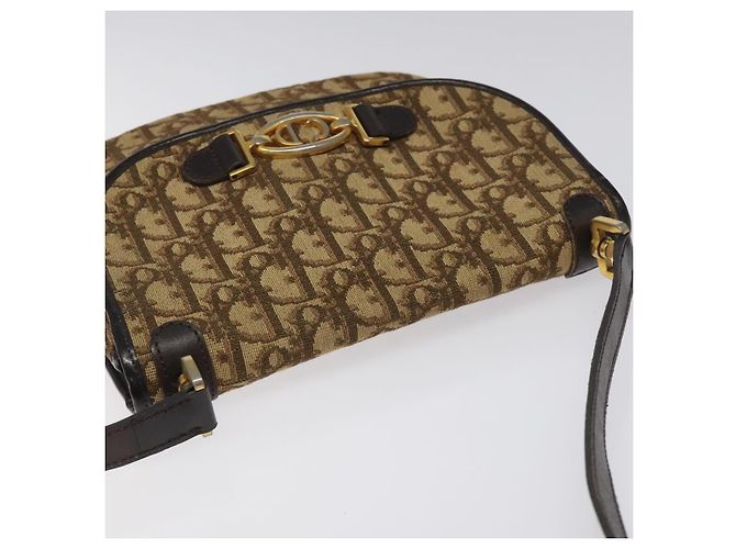 Borsa a spalla in tela Trotter Christian Dior marrone oro Auth BD172 D'oro - vista 6