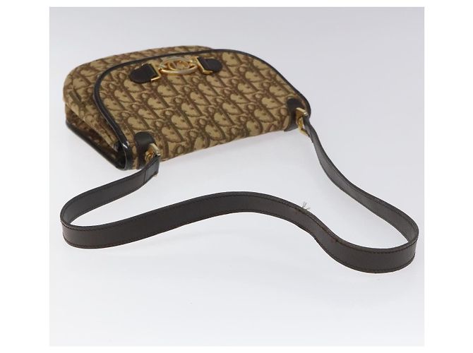 Borsa a spalla in tela Trotter Christian Dior marrone oro Auth BD172 D'oro - vista 7
