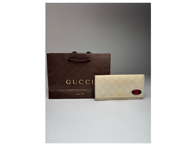 Vintage Gucci Monogram Leather Wallet White - view 8