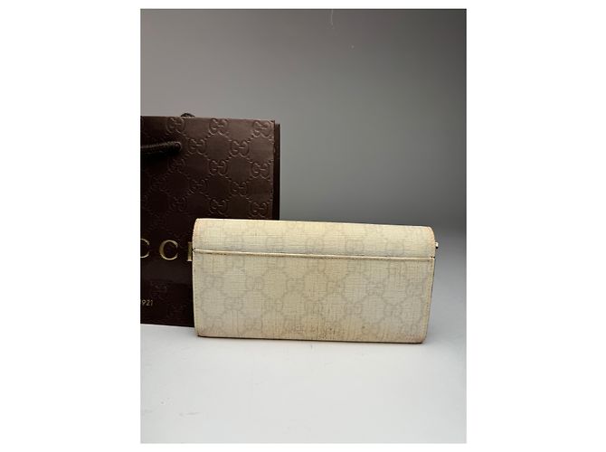 Vintage Gucci Monogram Leather Wallet White - view 9