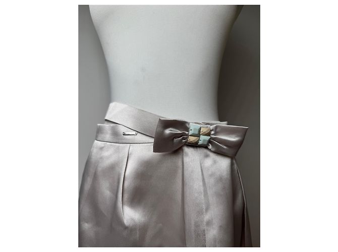 Vintage Courreges Paris Perlenrock 38/M Silber - Ansicht 2