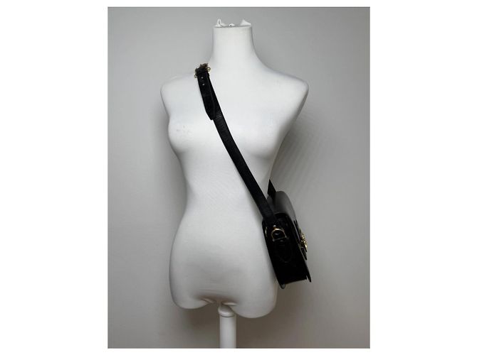 Céline Vintage Celine Paris Triomphe Ledertasche Schwarz - Ansicht 10