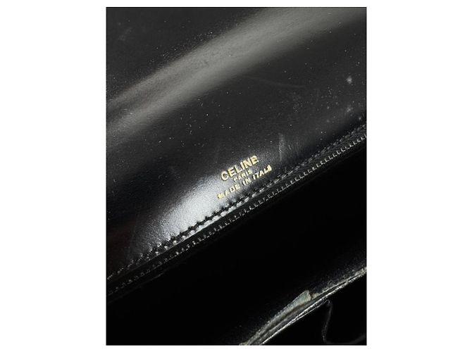 Céline Vintage Celine Paris Triomphe Ledertasche Schwarz - Ansicht 11