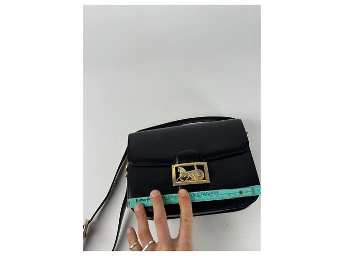 Céline Vintage Celine Paris Triomphe Ledertasche Schwarz - Ansicht 13