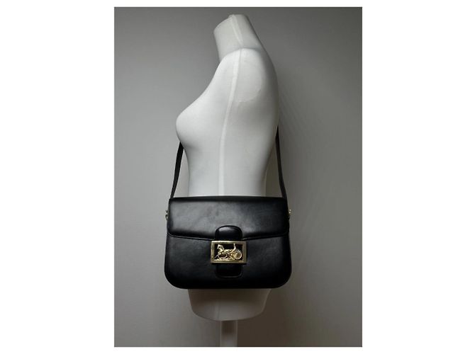 Céline Vintage Celine Paris Triomphe Ledertasche Schwarz - Ansicht 3