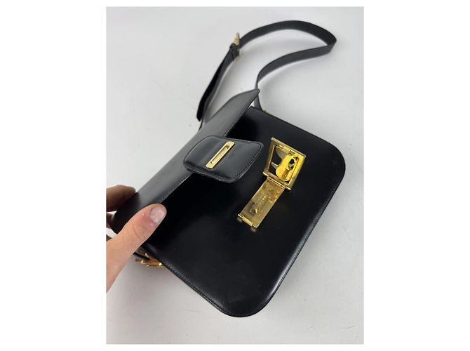 Céline Vintage Celine Paris Triomphe Ledertasche Schwarz - Ansicht 5