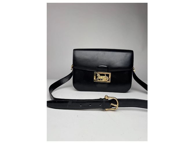 Céline Vintage Celine Paris Triomphe Ledertasche Schwarz - Ansicht 7