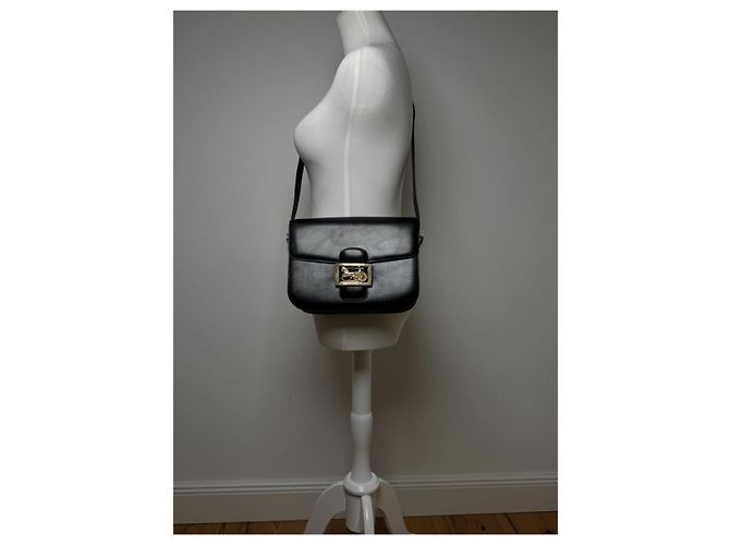 Céline Vintage Celine Paris Triomphe Ledertasche Schwarz - Ansicht 9