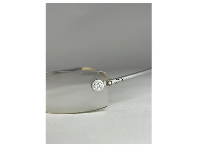 Timeless Vintage Chanel rahmenlose Sonnenbrille Silber - Ansicht 8