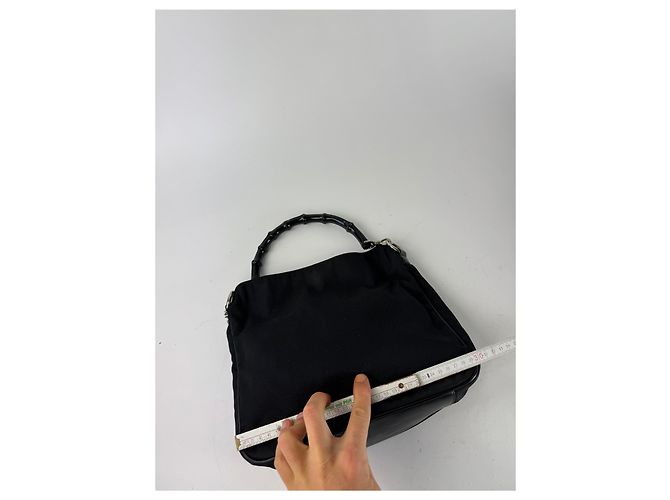 Bamboo Vintage Gucci Handtasche mit Bambusgriff in Schwarz - Ansicht 10
