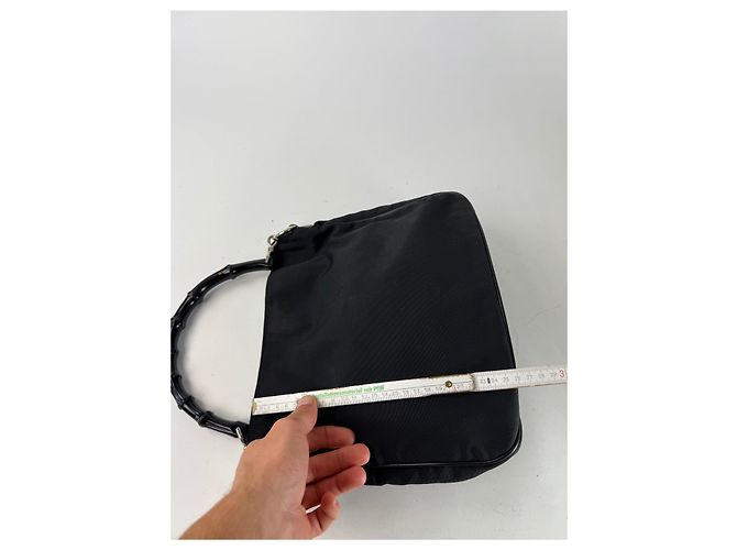 Bamboo Vintage Gucci Handtasche mit Bambusgriff in Schwarz - Ansicht 11