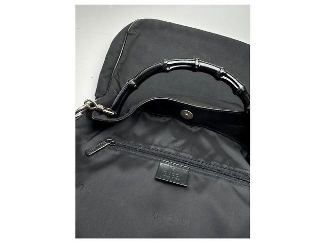 Bamboo Vintage Gucci Handtasche mit Bambusgriff in Schwarz - Ansicht 14