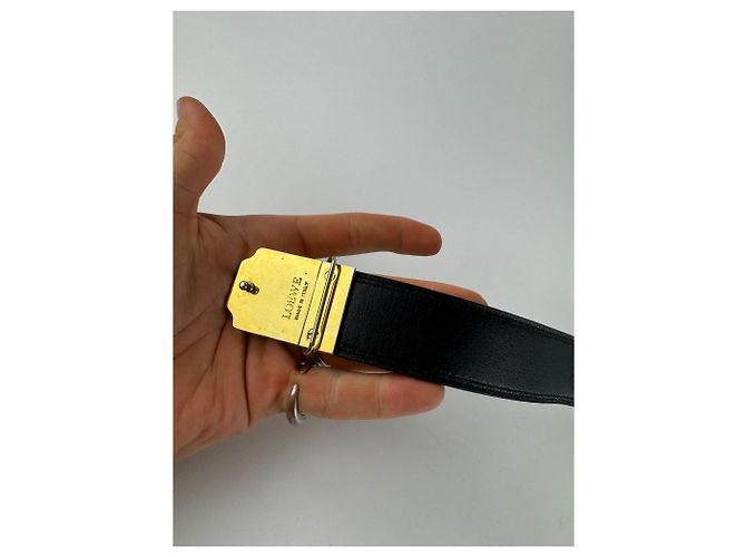 Vintage Loewe Madrid Leder Gürtel Schwarz Amazona - Ansicht 3