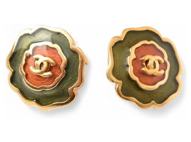 Orecchini a perno con motivo floreale dorato Chanel D'oro - vista 2