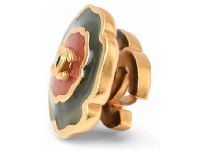 Orecchini a perno con motivo floreale dorato Chanel D'oro - vista 3
