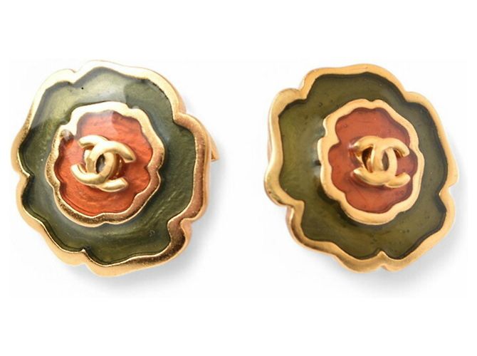 Orecchini a perno con motivo floreale dorato Chanel D'oro - vista 6