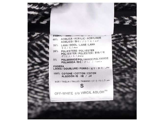 Off White Off-White Herringbone Midi Coat in Grey Wool - view 10