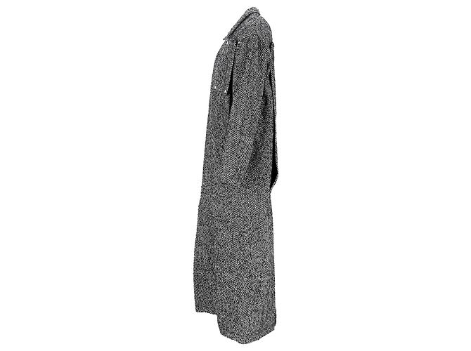 Off White Off-White Herringbone Midi Coat in Grey Wool - view 2