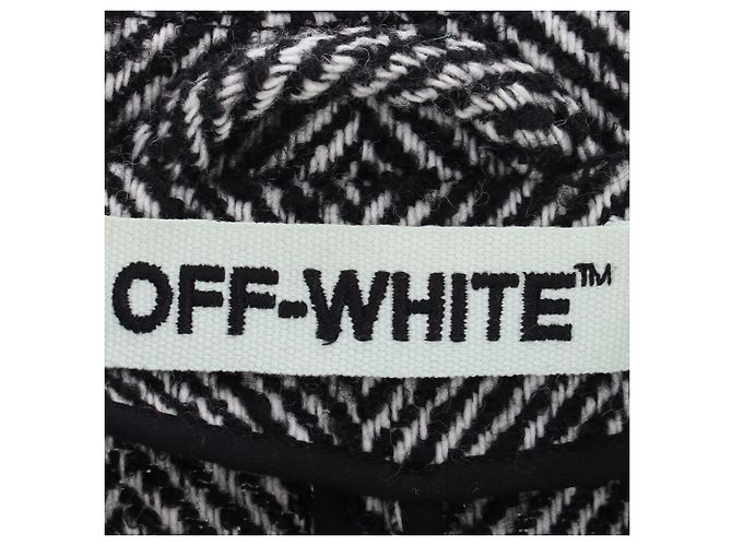 Off White Off-White Herringbone Midi Coat in Grey Wool - view 4