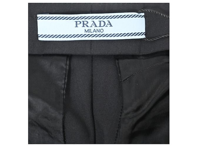 Pantalones de tiro alto en algodón negro de Prada - vista 4