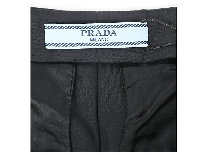 Pantalones de tiro alto en algodón negro de Prada - vista 8
