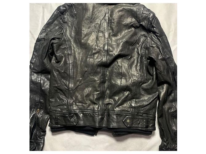 Neil Barrett Lederjacke mit Kapuze Schwarz - Ansicht 10