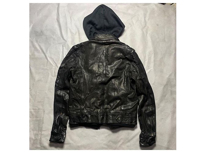 Neil Barrett Lederjacke mit Kapuze Schwarz - Ansicht 11
